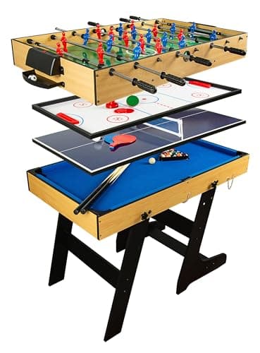 Leomark Mesa de Juegos 15 en 1 Futbolín Plegable Billar Ping Pong Hockeymuchos Juegos - Funcional casa - para Toda la Familia - Zona de relajación Tenis de Mesa