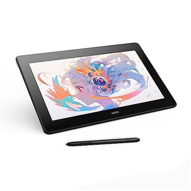 UGEE U1600 Tableta de Dibujo, Monitor de Dibujo FHD de 15,4 Pulgadas computadora Digital Tableta de Dibujo de Arte con Pantalla 8192 Stylus sin batería para Windows, Mac, Chrome OS 88, Android, Linux