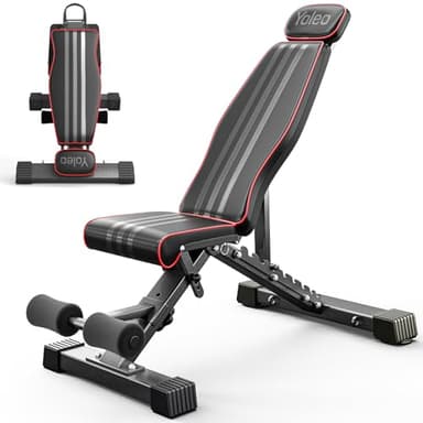YOLEO Banco de pesas ajustable, banco de entrenamiento plegable de 660 libras con protección extendida para cabeza/cuello para press de banca, banco plano inclinado y declinado