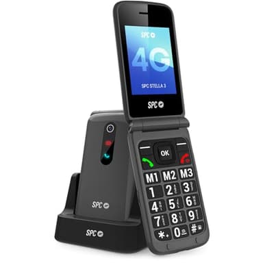 SPC Stella 3 - Teléfono móvil para Mayores, 4G, Teclas Grandes, Negro