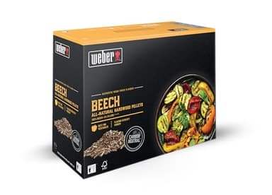 Weber Pellets de Madera - Madera de Haya (8kg), ahumar Verduras, Madera 100% Natural, Producto de la UE, certificada FSC sostenible (18292)
