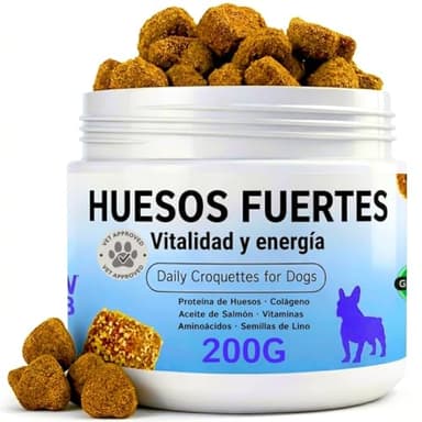 Condroprotector Perro Huesos Fuertes Vitalidad y Energia 200Uds Suplemento Colágeno Artrosis Dolor Pata Cadera Complemento Ayuda Articulaciones Fórmula Veterinaria Movilidad de Perros Grandes Mayores