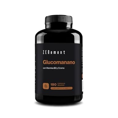 Glucomanano 4200 mg por Dosis, con Vitamina B3 y Cromo - Fibra de Raíz de Konjac - Para el Control de Peso - 180 Cápsulas Veganas - Zenement