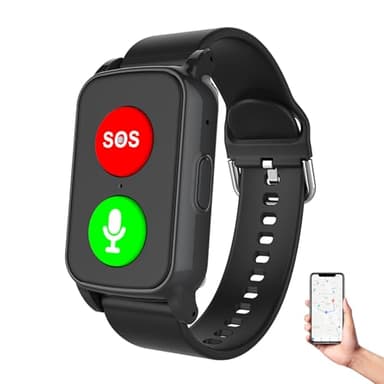 Reloj Localizador Personas Mayores Mayores con Detección De Caídascon Botón De Llamada De Emergencia Botón, Waterproof Detector Caída, Monitoreo De La Salud Black