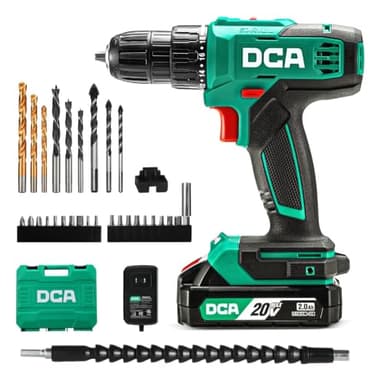 DCA Taladro Atornillador Inalámbrico 20V, 40 Nm, Portabrocas 10 mm, 2,0 Ah
