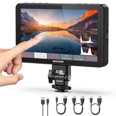 NEEWER F700 7" Monitor Campo Cámara, Pantalla Táctil IPS HD 2000nit 1920x1080 con LUT 3D, 4K HDMI Loop in/out con Peak Focus DSLR Video Asistencia Onda HDR, Montaje Zapata Fría, Batería No Incluida