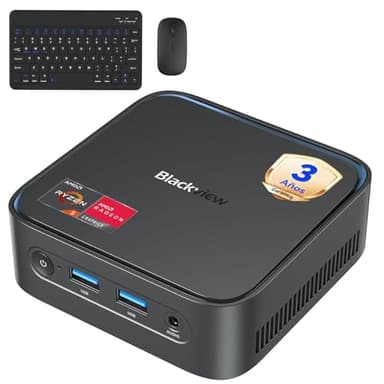【Set Completo】Blackview MP50 Mini PC AMD Ryzen 5 (16GB RAM 512GB SSD) con Teclado y Ratón, Gráficos Radeon Vega 8, Win 11 Pro, HDMI/DP 4K,WiFi 5/BT 4.2,Mini Ordenador de Sobremesa para Oficina y Casa