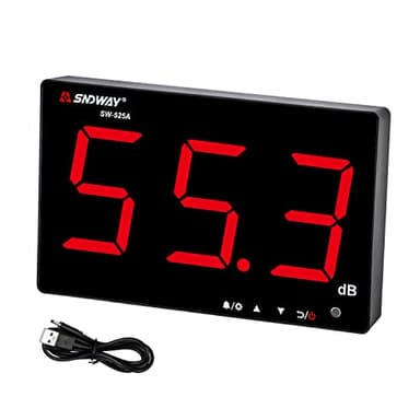 Medidor de decibelios 30 dB de 130 dB, medidor de nivel de sonido para colgar en la pared con luz de fondo, medidor de db con pantalla grande, alarma para áreas públicas/restaurantes/aulas