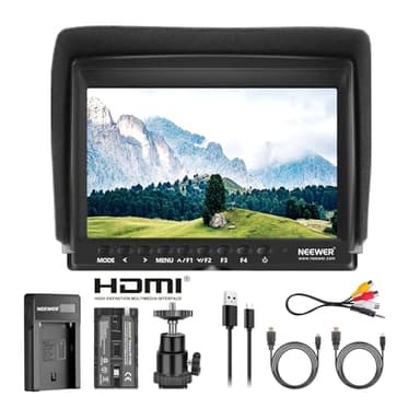 NEEWER F100 Monitor de Campo de Cámara de 7 Pulgadas HD Asistente de Video Delgado IPS 1280x800 Entrada HDMI 1080p con 2600mAh Batería de Li-Ion/Cargador USB para Cámara DSLR, Estabilizador de Mano
